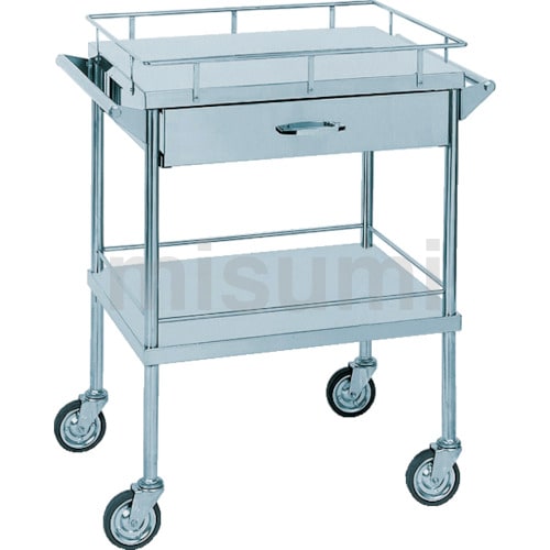 引き出し付きステンレスワゴン　日本製 ステンレス作業台ワゴン 引き出し2杯タイプ 幅73.5cm 通販