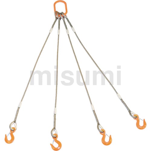 GRE-4P-9S1.5 | 玉掛けワイヤロープスリング Wスリング （4本吊りタイプ・フック付き） | トラスコ中山 | ミスミ | 819-1728