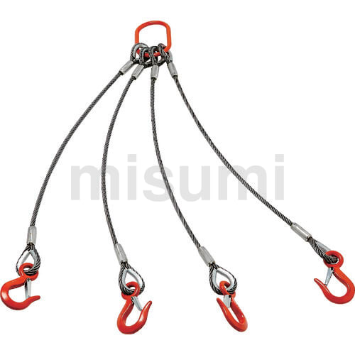 玉掛けワイヤロープスリング アルミロックスリング （4本吊りタイプ） TWEL-4Pシリーズ | トラスコ中山 | MISUMI(ミスミ)