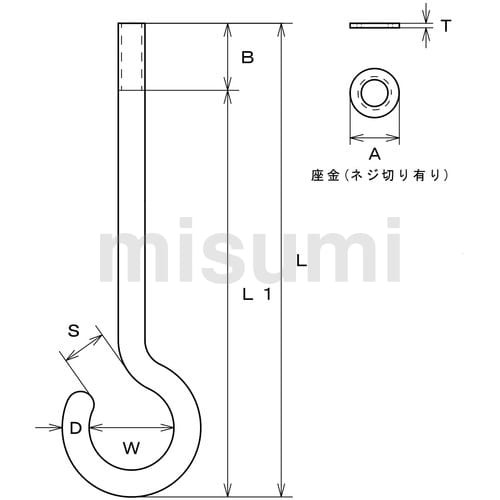 ステンレスロング吊りフック（A-2762/LQH-10,12） | 水本機械