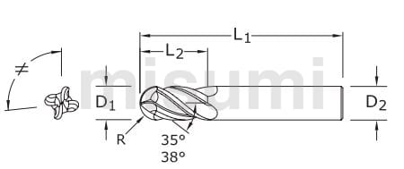 New Century / 4枚刃 / 超硬防振エンドミル / 90°面取り用 / 不等分割 / ニューセンチュリー(4C-90°-1.0):  センタ穴/面取り/バリ取りさくさくEC｜切削工具の専門通販サイト｜さくさく株式会社は各種切削工具の通信販売を行うWEB専門商社です。