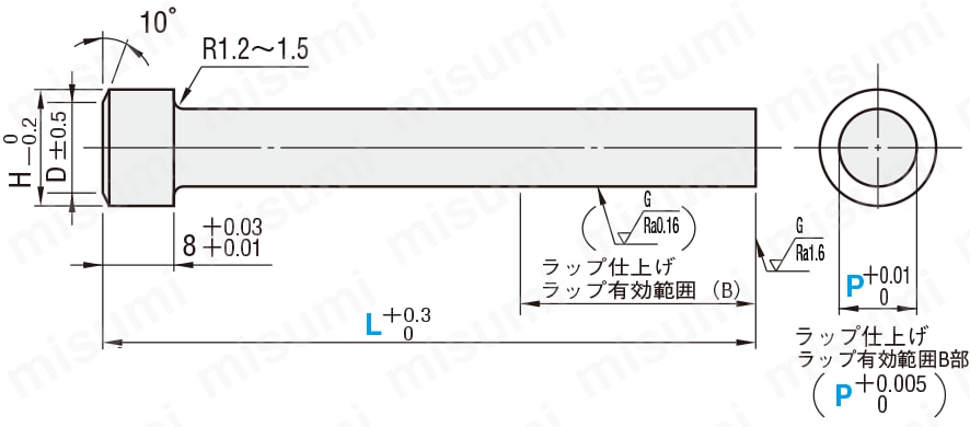 厚板打ち抜き用ストレートパンチ 