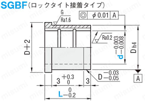 ストリッパガイドブシュ　-給油・銅合金・ロックタイト接着・ヘッド付タイプ- 