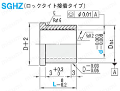 ストリッパガイドブシュ　-無給油・FC250・ロックタイト接着・ヘッド付タイプ- 