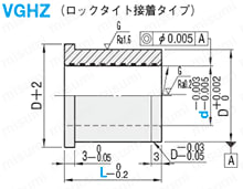 ストリッパガイドブシュ　-精密級・無給油・FC250・ロックタイト接着・ヘッド付タイプ- 