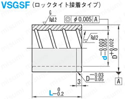 ストリッパガイドブシュ　-精密級・給油・銅合金・ロックタイト接着・ストレートタイプ- 