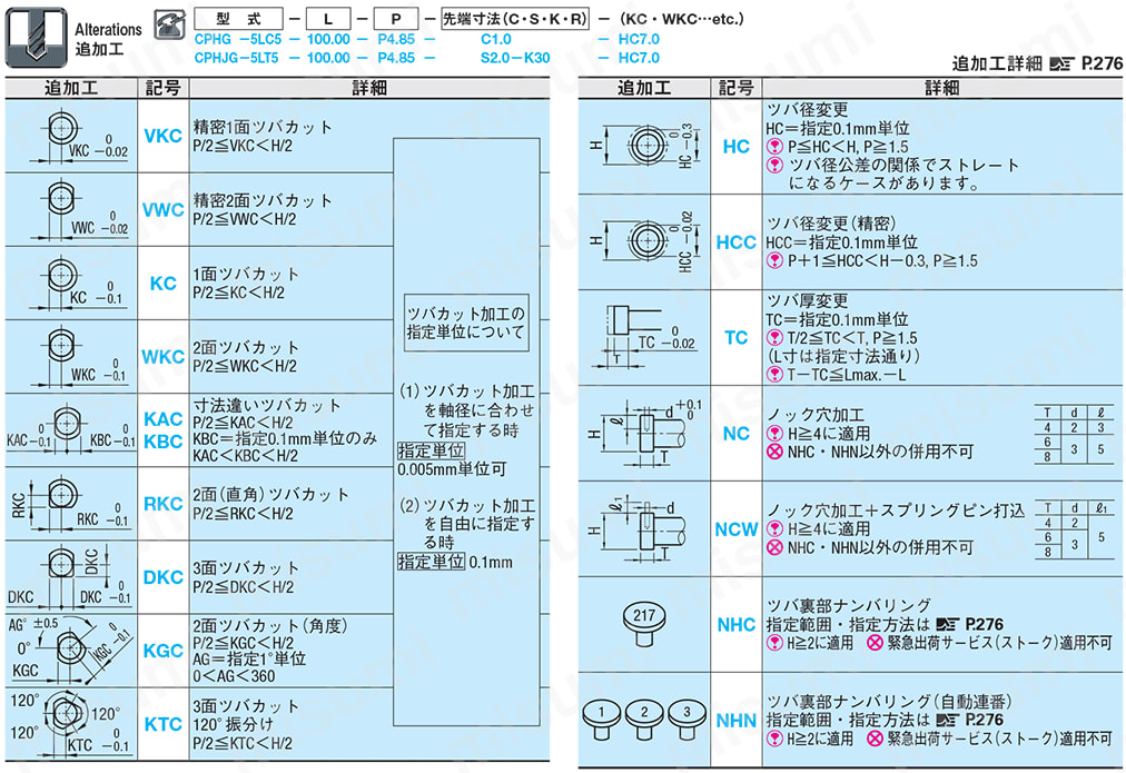 先端加工ストレートセンターピン -ハイス鋼SKH51/軸径(P)0.01㎜指定タイプ- 