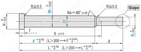 冷却穴付テーパレス1段センターピン -ダイス鋼SKD61+窒化/軸径(D)固定タイプ-:関連画像