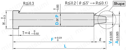 超精級先端(L)ショート1段コアピン -軸径(D)固定タイプ/軸径(P)0.001mm指定タイプ-:関連画像