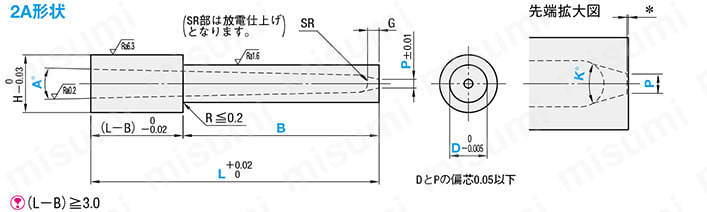 ピンポイントゲートブシュ -超硬/内径SR/B寸指定タイプ- 