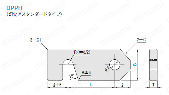 型開き防止プレート -切り欠きスタンダードタイプ- 外形図01