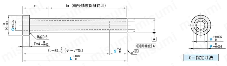 ストレートエジェクタスリーブ -SKH51/片肉厚0.3mm～/逃げテーパタイプ- 