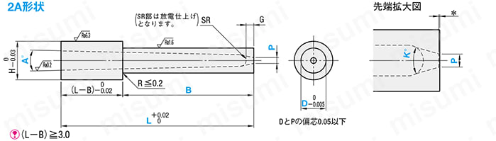 ピンポイントゲートブシュ -SKH51/内径SR/D寸指定タイプ- 