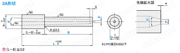 ピンポイントゲートブシュ -SKH51/内径テーパ /B寸指定タイプ- 