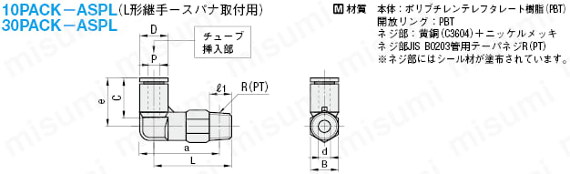 パック商品】金型冷却用ワンタッチ継手ASPL | ミスミ | MISUMI