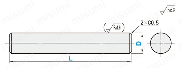 Rotary Shaft - Straight, Dimensional Drawing