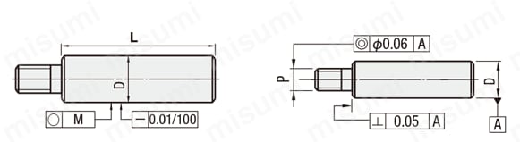 Rotary Shaft - One End Stepped, One End Threaded, Dimensional Drawing 2