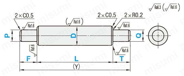 Rotary Shaft - Both Ends Stepped, Dimensional Drawing 1