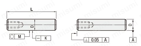Rotary Shaft - One End Tapped   Dimensional Drawing 2