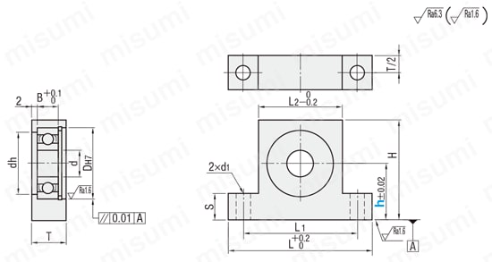 Bearings with Housings - Low Dust Generation Grease Filled, T-Shaped: Related Image