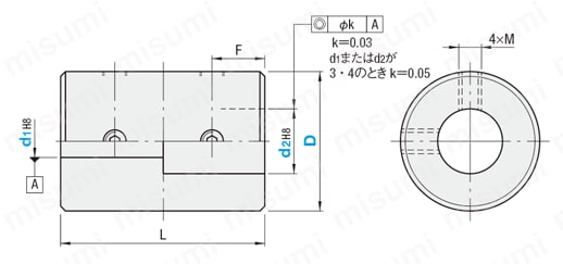 カップリング　リジット形セットスクリュータイプ 外形図
