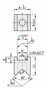 キャッチヤー　Ｖ溝タイプ　　フラットボトム型 外形図