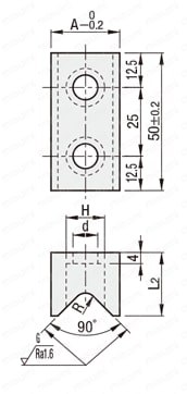 キャッチヤー　Ｖ溝タイプ　　フラットボトム型 外形図