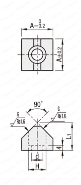 キャッチヤー　Ｖ溝タイプ　　フラットボトム型 外形図
