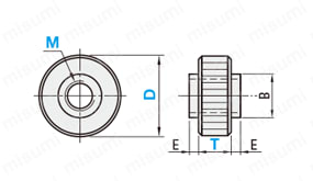 Knurled Nuts Dimensional Drawing