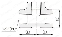 高圧用ねじ込み継手　同径　チーズ:関連画像