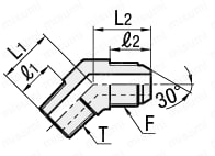 油圧・水圧用継手　４５°エルボタイプ　ＰＴ・ＰＦ両オネジ:関連画像