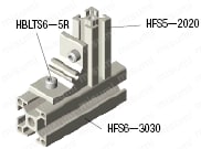 ６シリーズ（溝幅８ｍｍ）－１列溝用－　押出異種サイズフレーム接続ブラケット  関連画像1_使用例