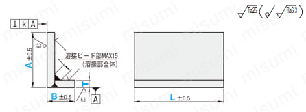 Ｌ型溶接アングル　寸法フリー指定タイプ:関連画像