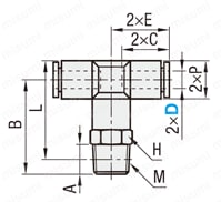 クリーン配管用ワンタッチ継手　ティ:関連画像
