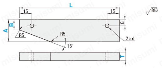 Guides, plate type dimensional drawing