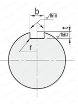 Rotary Shaft - Straight with Keyway   Dimensional Drawing
