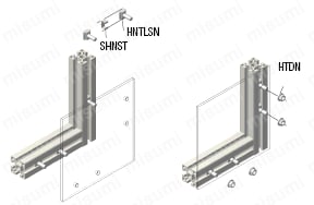 ５シリーズ（溝幅６ｍｍ）２０・２５・４０角アルミフレーム用先入れ金属ストッパ 関連画像1_使用例