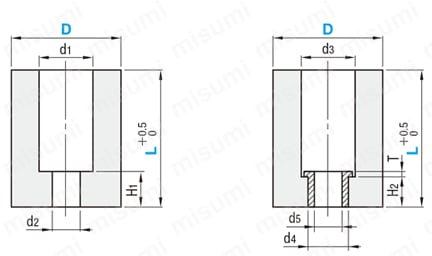 ゴムクッション座ぐり加工付－Ｌ寸固定タイプ－　外形図