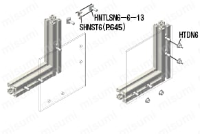 ตัวอย่างการใช้งานน็อตขอบปีกสำหรับโครงอลูมิเนียมสี่เหลี่ยม 6 ซีรีย์ (ความกว้างร่อง 8 มม.) 30/60
