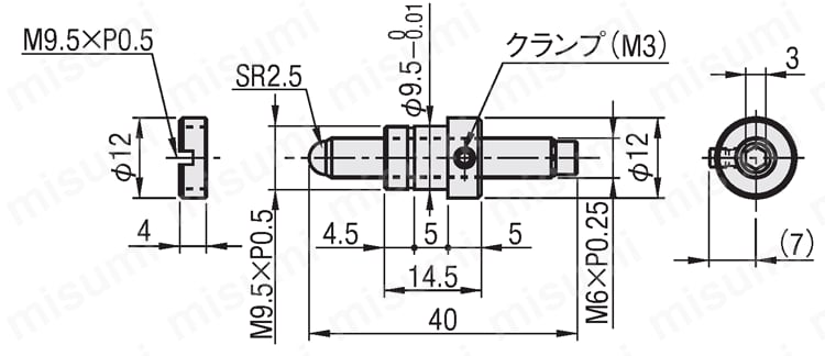 ステージメンテナンス部品 送りねじ 六角穴付（pitch0