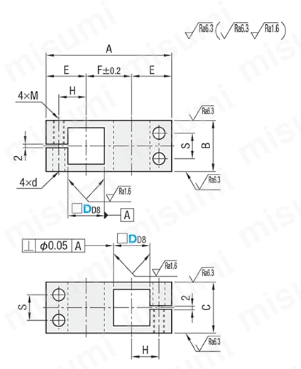 支柱クランプ－角・角直交－ 外形図