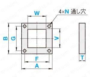 ゴム・スポンジパッキン加工品　角 外形図1