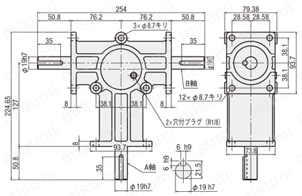 減速機　ベベルギヤボックス 外形図6