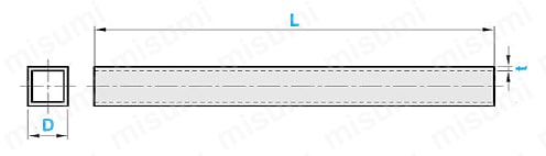 A6063　角パイプ(WEB掲載品) 外形図