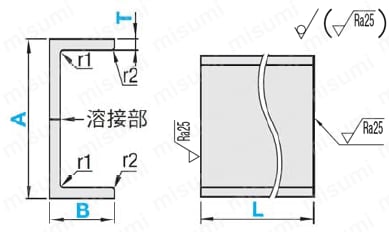 溶接チャンネル-ステンレス:SUS304-Rあり(WEB掲載品) | ミスミ 溶接チャンネル-ステンレス:SUS304-Rあり(WEB掲載品) | ミスミ