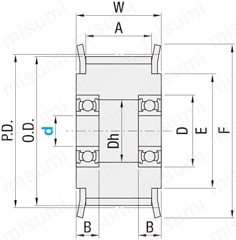 アイドラ規格図　両サイドベアリングタイプ