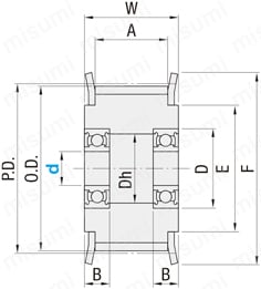 アイドラー規格図　両サイドベアリングタイプ
