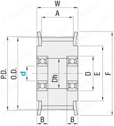 アイドラー規格図　両サイドベアリングタイプ
