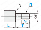 Rotary Shaft - End Shape Selectable: Dimensional Drawing