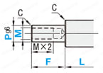 Rotary Shaft - End Shape Selectable: Dimensional Drawing